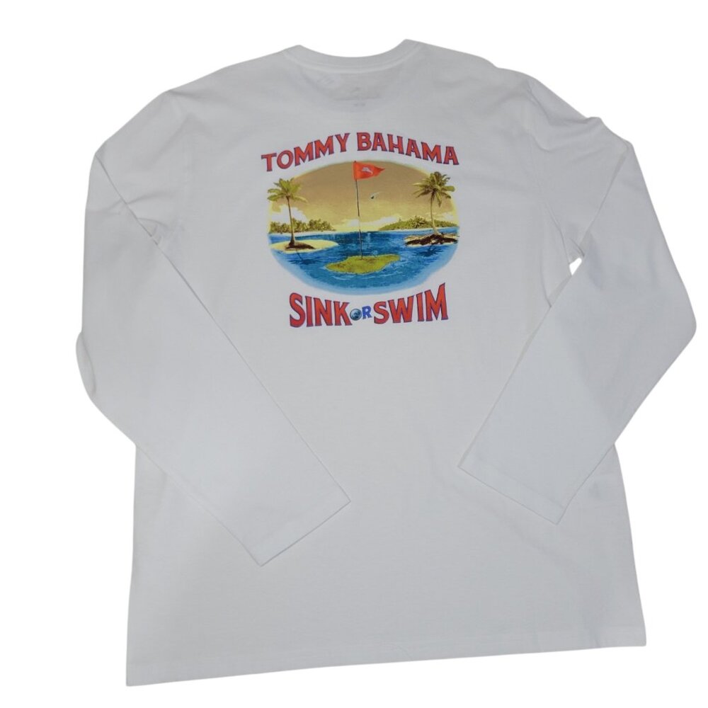 Tommy Bahama Golf T Shirt Mens Medium Long Sleeve White Sink or Swim Graphic - Picture 4 of 10